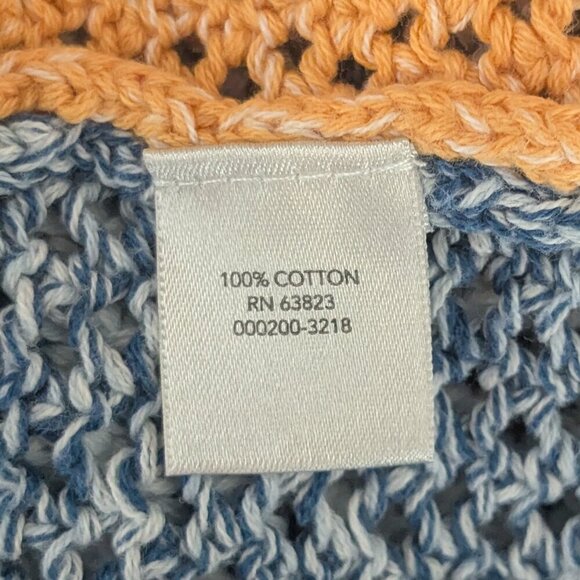 CHRISTOPHER & BANKS Blue/Orange Color Block 100% Cotton Knit Sweater; Size M - Picture 4 of 5